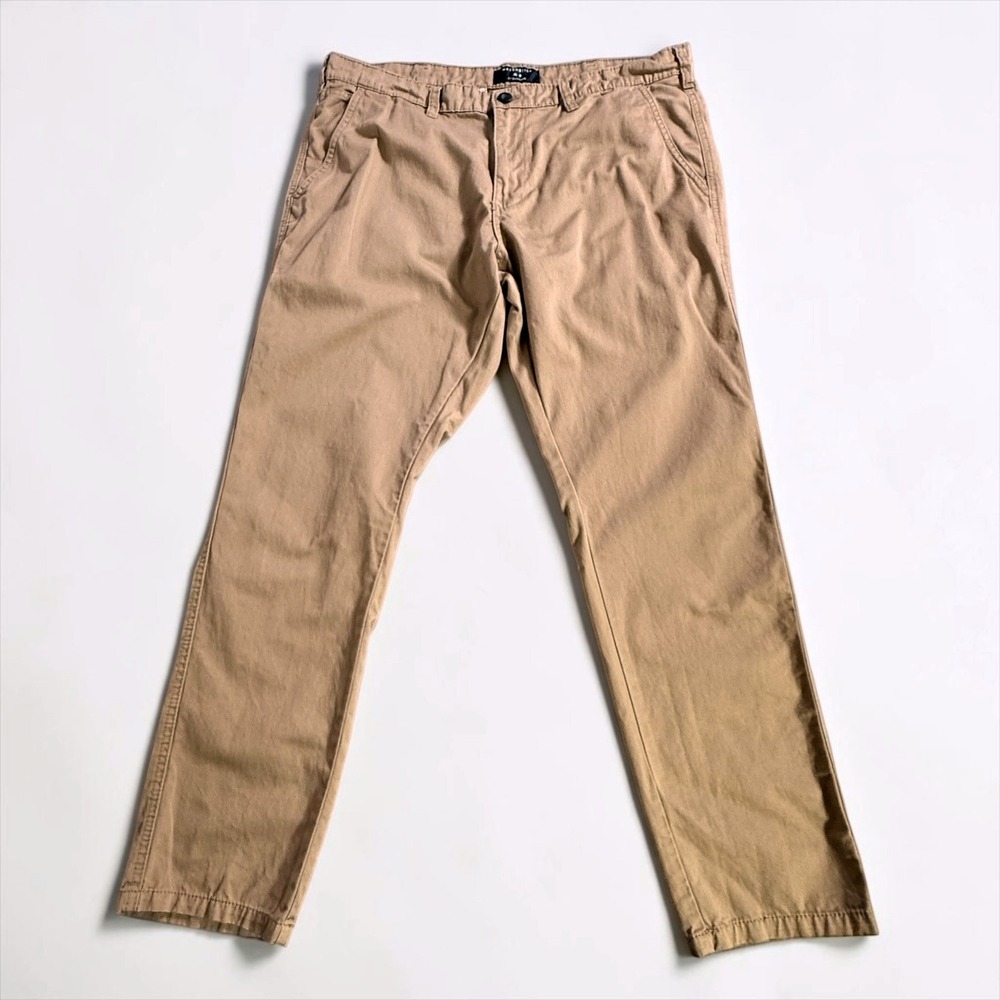 Matchstick Mens Khaki Chino Pants Tan Straight Leg Cotton Trousers Size 38